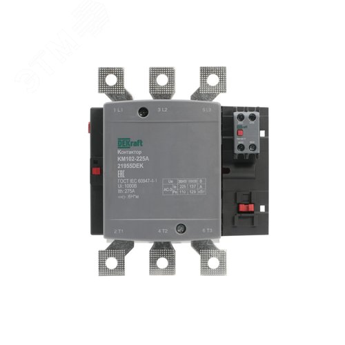 Контактор 225А 220В АС АС3 АС4 1НО+1НЗ КМ-102 - фото 2