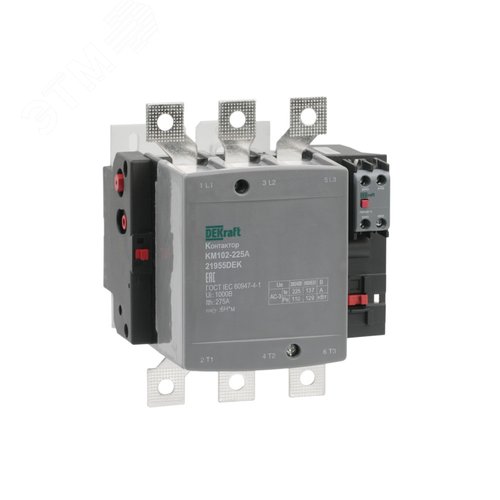 Изображение товара Контактор 225А 220В АС АС3 АС4 1НО+1НЗ КМ-102 (шт)