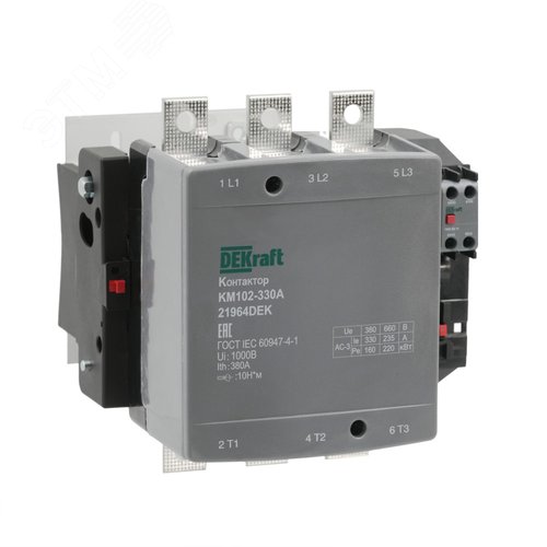 Изображение товара Контактор 330А 220В АС АС3 АС4 1НО+1НЗ КМ-102 (шт)