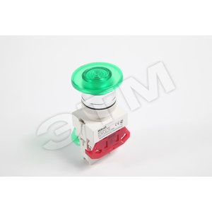 Выключатель кнопочный ВK-22 AELA диам. 22мм грибовидный зеленый неон 220В