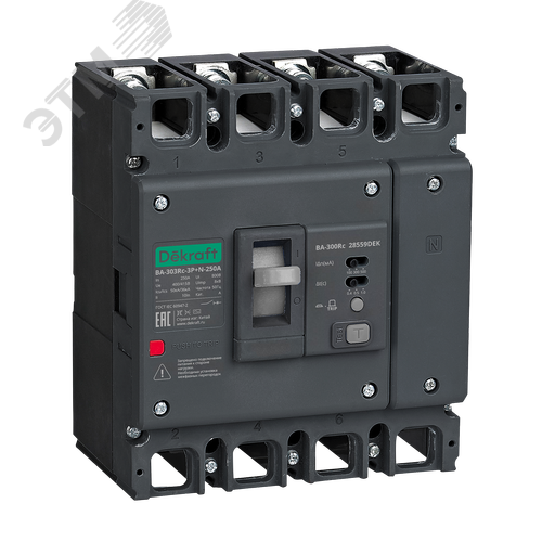 Изображение товара Автоматический выключатель силовой ВА-303Rc Inst 3P+N 125А 50кА 100/300/500мА (шт)