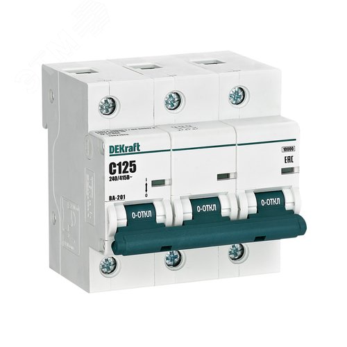 Изображение товара Выключатель автоматический трехполюсный 125А C ВА-201 10кА (шт)