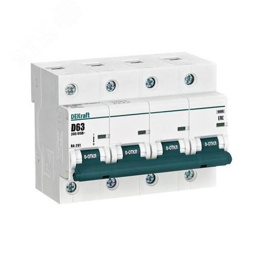 Выключатель автоматический четырехполюсный 63А D ВА-201 10кА - фото 1
