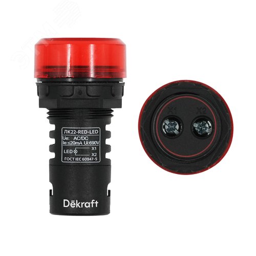 Изображение товара Лампа ADDS 22мм красная LED 24В (шт)