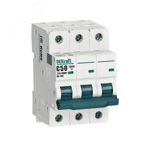 Изображение товара Выключатель автоматический 3P кривая C 50A 10кА ВА-105 (шт)