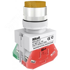 Выключатель кнопочный с фиксацией ABFP d22 мм желтая LED 220В ВK-22