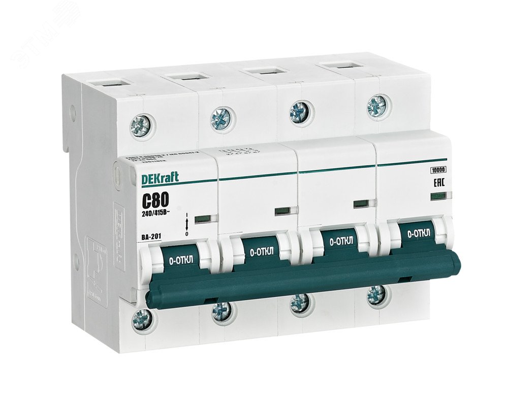 Изображение товара Выключатель автоматический четырехполюсный 80А С ВА-201 10кА (шт)
