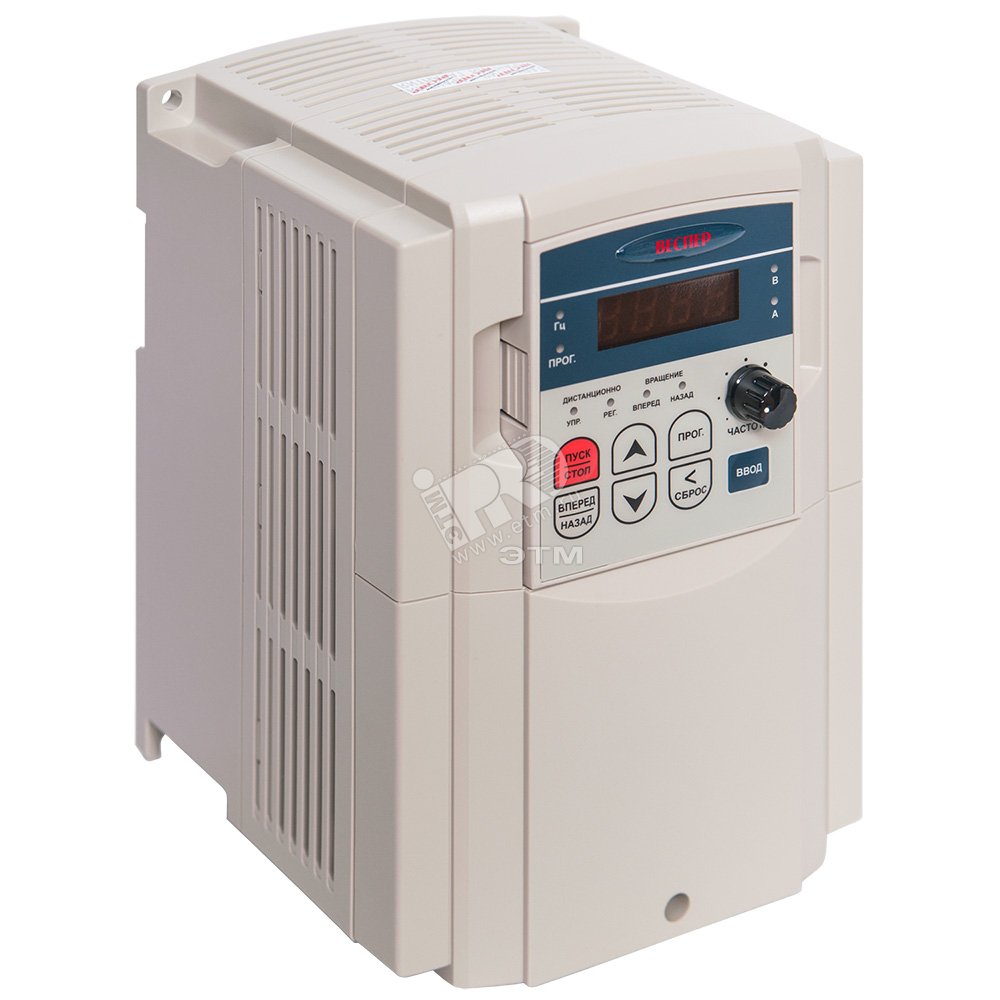 Преобразователь частоты 3,7 кВт 380В, со встр. ЭМИ-фильтром и съем. пультом E2-8300-005H Веспер - превью 2