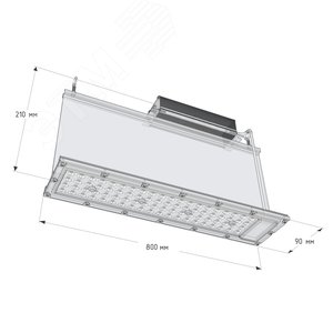 Светильник светодиодный ДСП-200Вт, белый (5000К), 21600 Лм, 120 град, IP65, КСС Д, 800х210х90мм Rail-02(Д) - фото 2