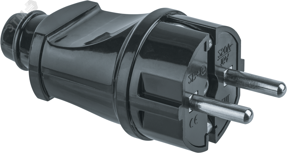 Изображение товара Вилка Navigator прямая с заземлением черная 61 360 NCA-PL02-16A-E-BL