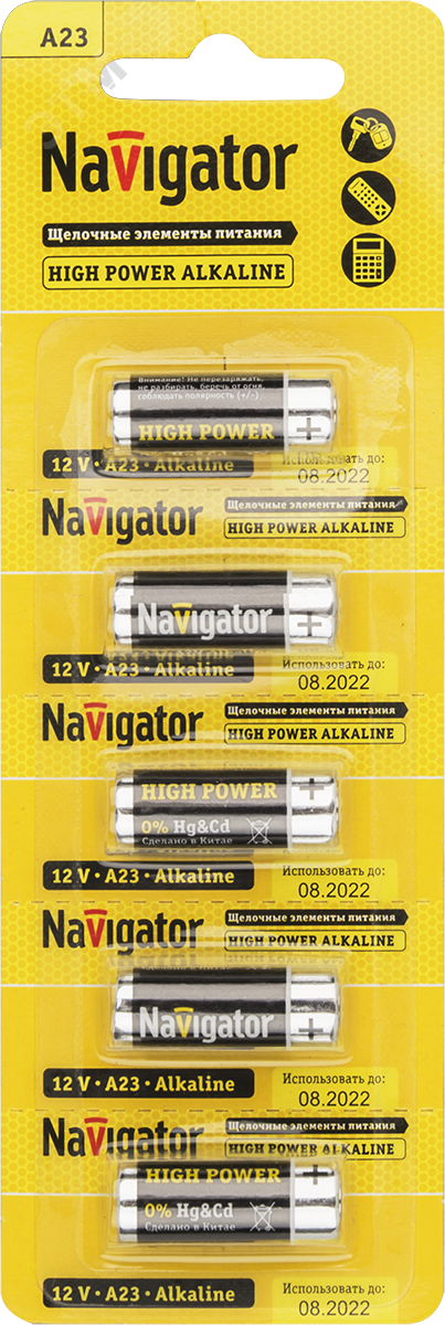 Изображение товара Батарейка щелочная NBT-NE-A23-BP5 Navigator для устройств