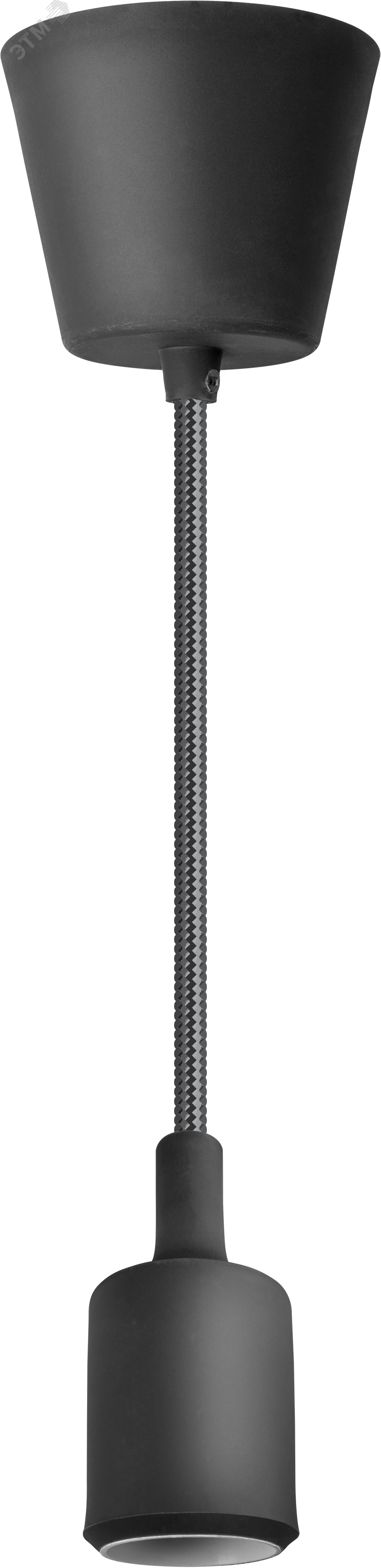 Изображение товара Светильник с проводом 1м.Е27 декор черный (шт)