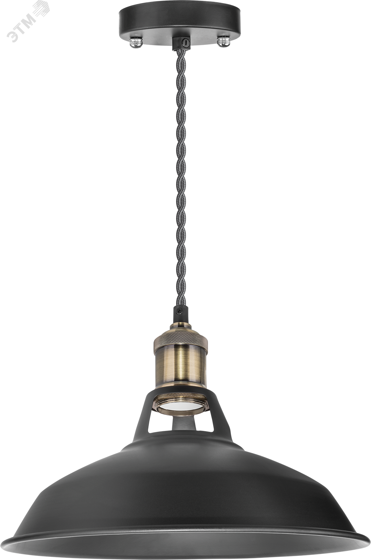 Светильник с плафоном провод 1.5м Е27 декор черный/бронза 61535 NIL-WF01 Navigator Group