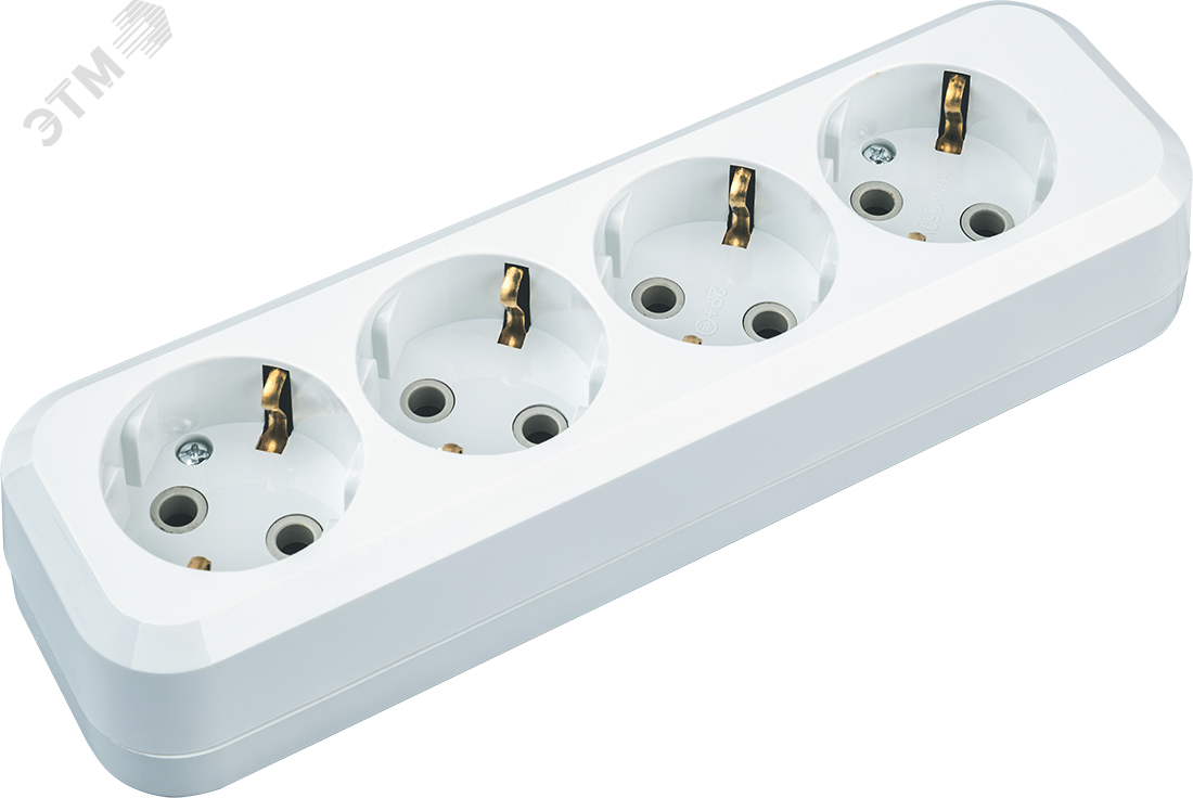 Изображение товара Колодка NCA-BL01-04-E-WH 4 гнезда с заземлением, корпус АБС-пластик