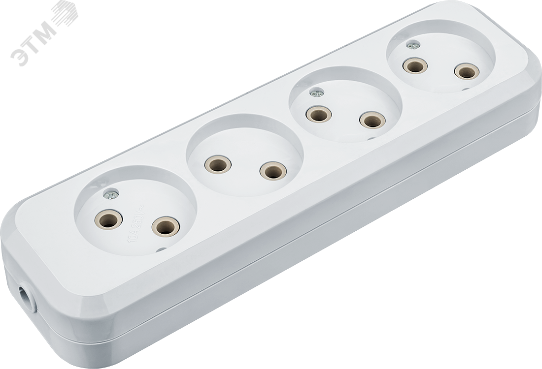 Изображение товара Колодка NCA-BL01-04-X-WH для удлинителей 4 гнезда из АБС пластика