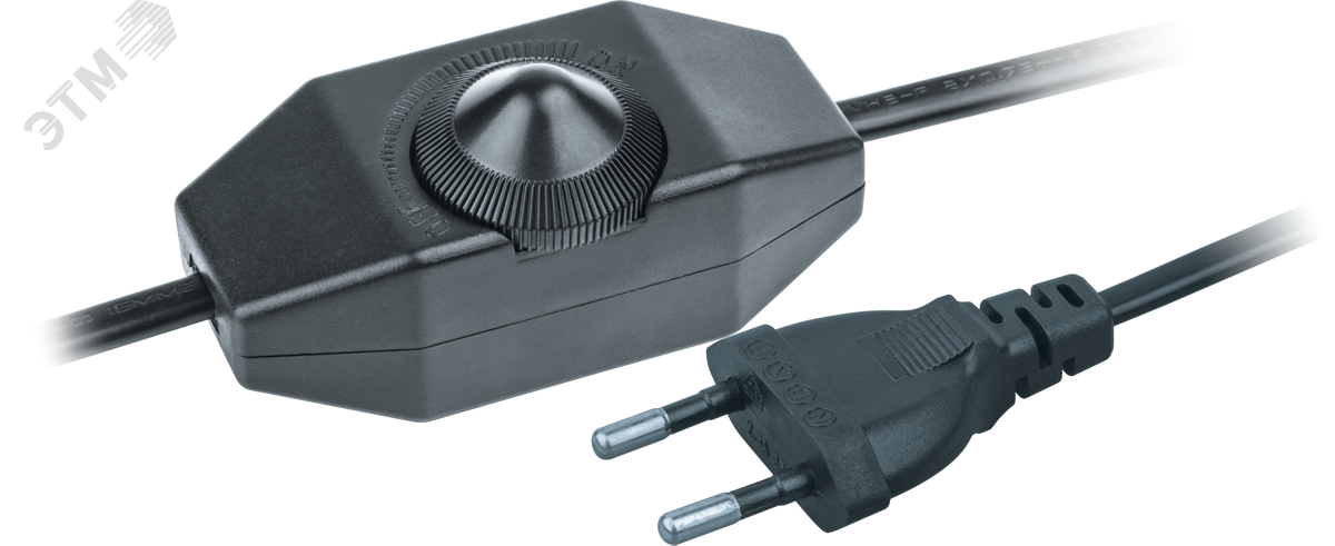 Изображение товара Шнур сетевой с выключателем диммером Navigator NPS-FS02-170-2x0.5-BL 1.7м черный