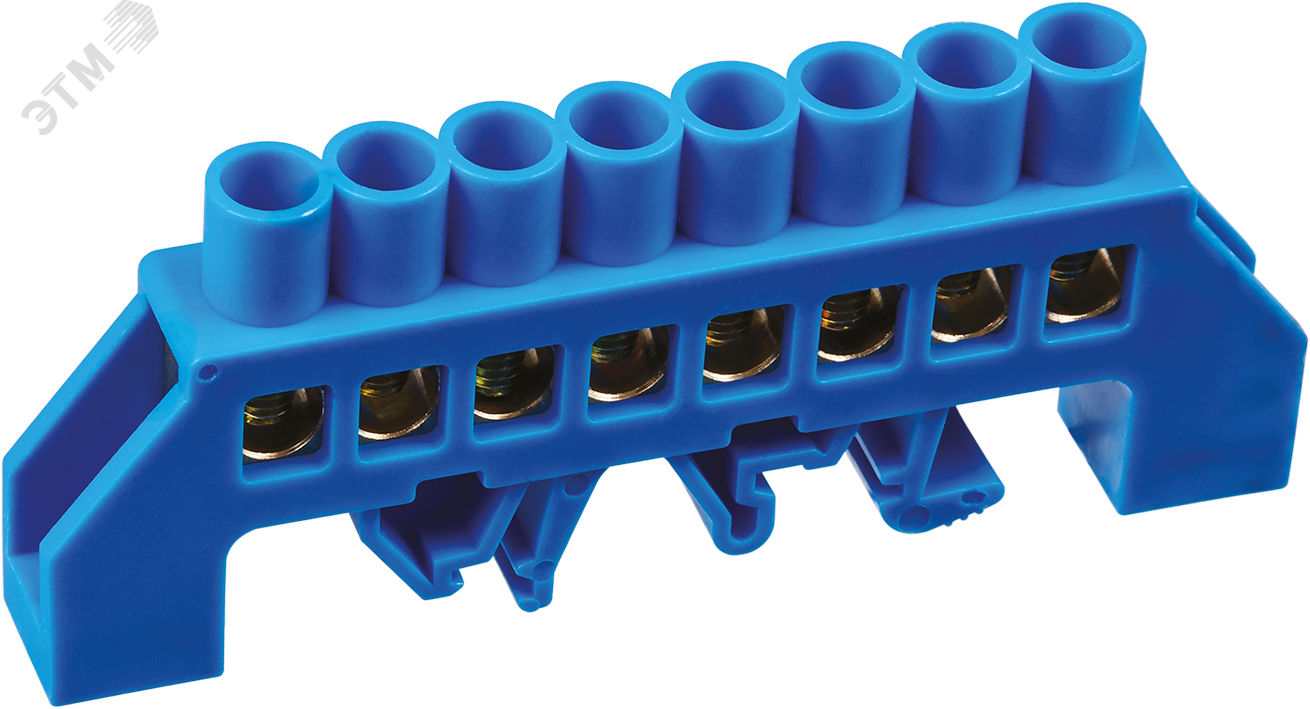 Изображение товара Шина нулевая на DIN-изоляторе NBB-I812-8DP/B 1 шт латунь синий монтаж на DIN-рейку