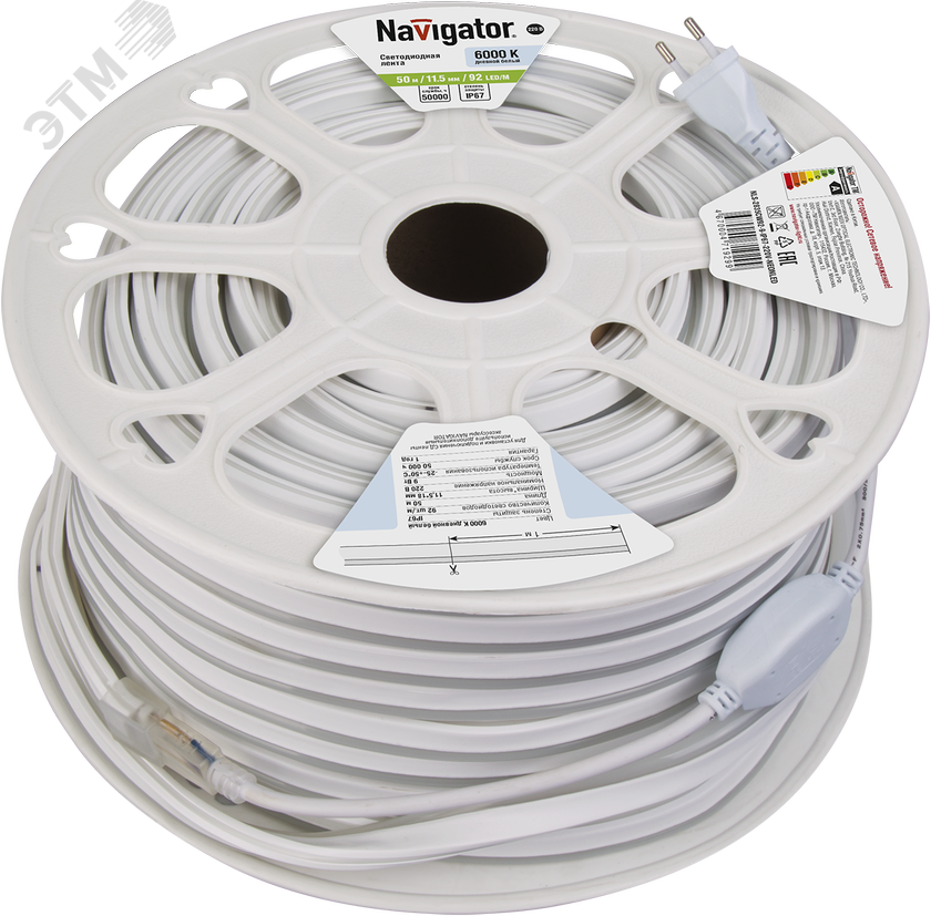 Изображение товара Светодиодная LED лента 9 Вт/м 220В IP67 20м белый холодный NLS-2835