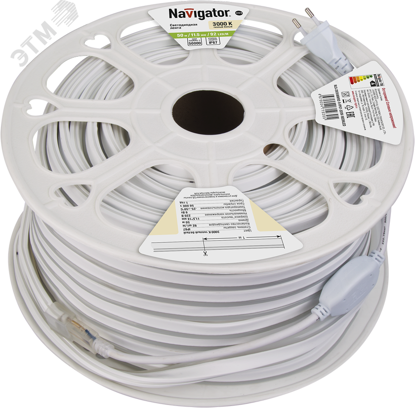 Изображение товара Светодиодная лента 9 Вт/м 220В IP67 20м NEONLED SMD 2835 теплый белый