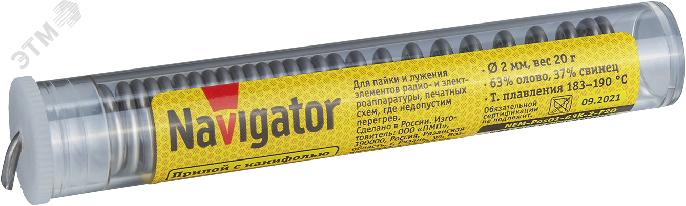 Изображение товара Припой 93 111 NEM-Pos01-63K-2-F20 (ПОС-63, колба, 2 мм, 20 гр) (шт)