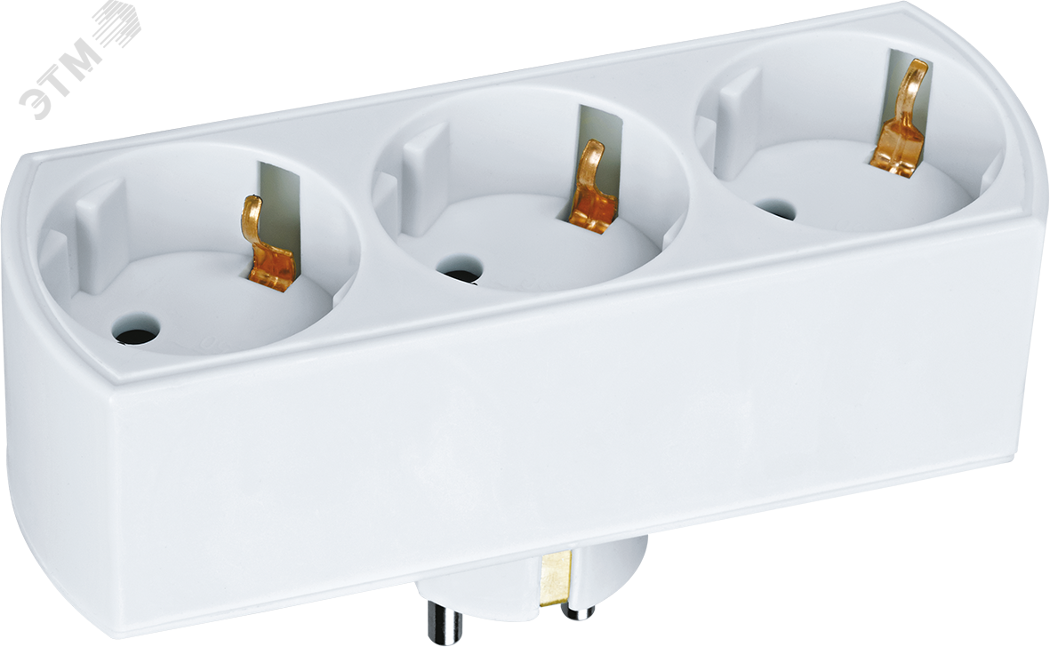 Изображение товара Тройник на 3 гнезда с заземлением Navigator 94 672 NAD-L-3E-WH