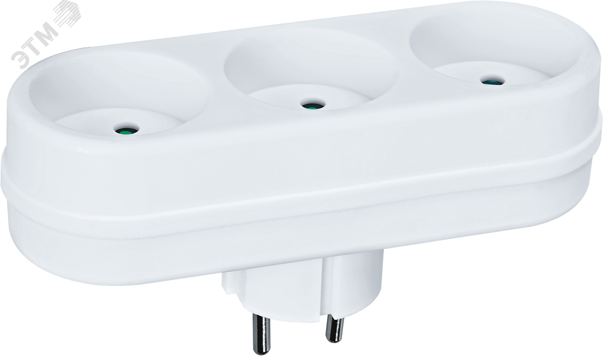 Изображение товара Разветвитель Navigator NAD-L-3X-WH 3 гнезда в ряд без заземления белый