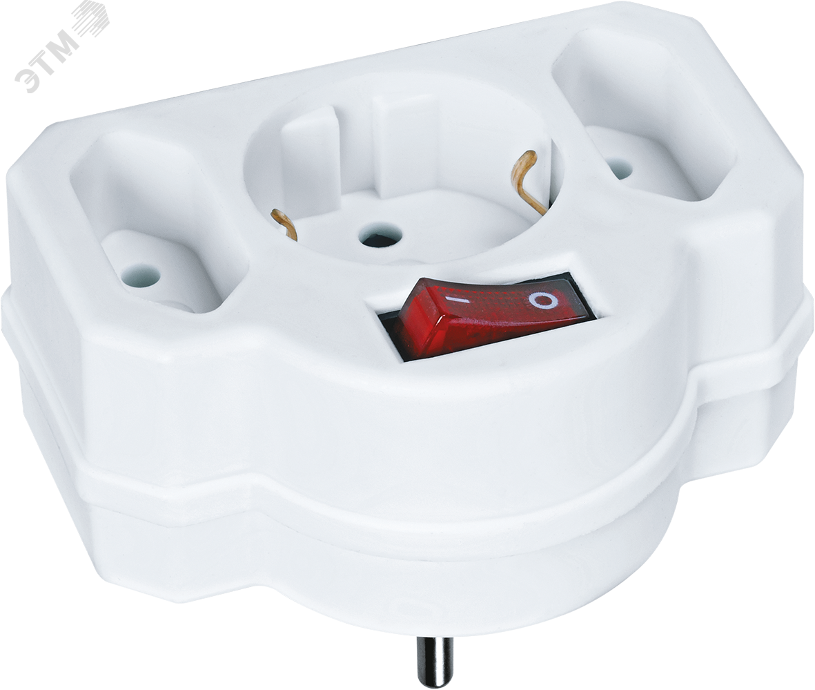 Изображение товара Разветвитель Navigator 94 698 NAD-3-R2F-WH 3 гнезда с выключателем
