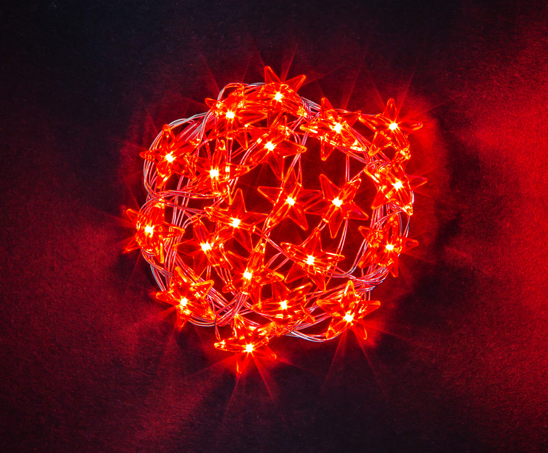 Гирлянда светодиодная новогодняя NGF-DM003-20R-2AA красные звездочки