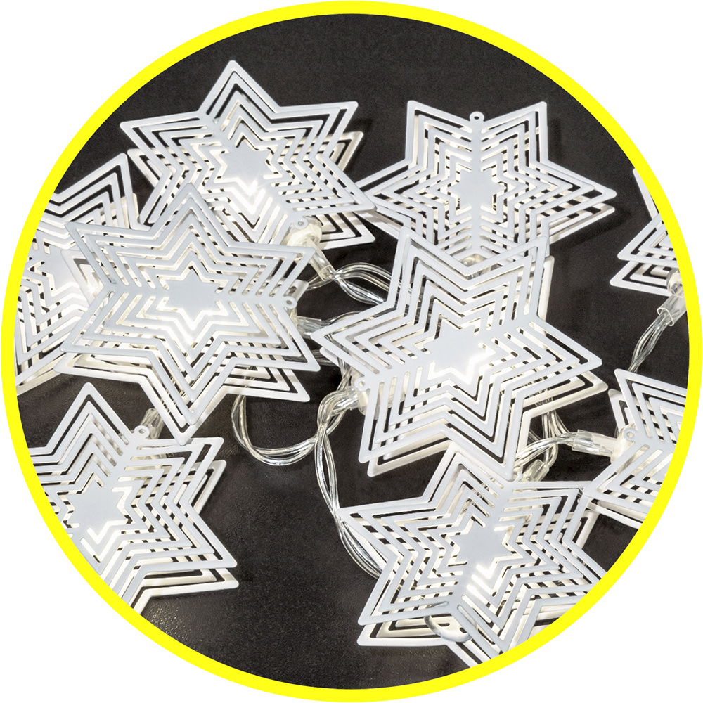 Гирлянда светодиодная новогодняя NGF-D011-10СW-2AA звездочки металл