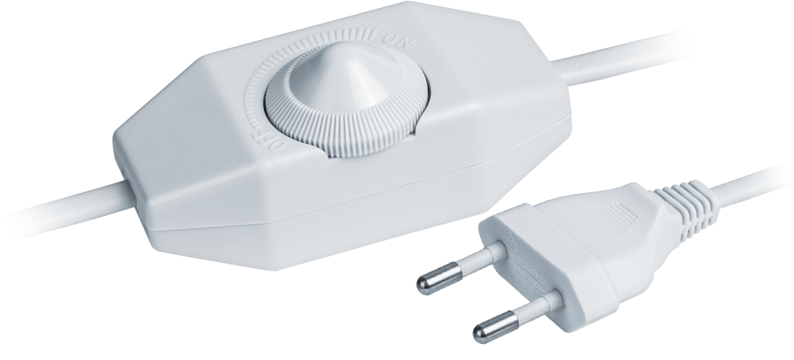 Шнур NPS-FS02-170-2x0.5WH 1.7м с выключателем диммером белый