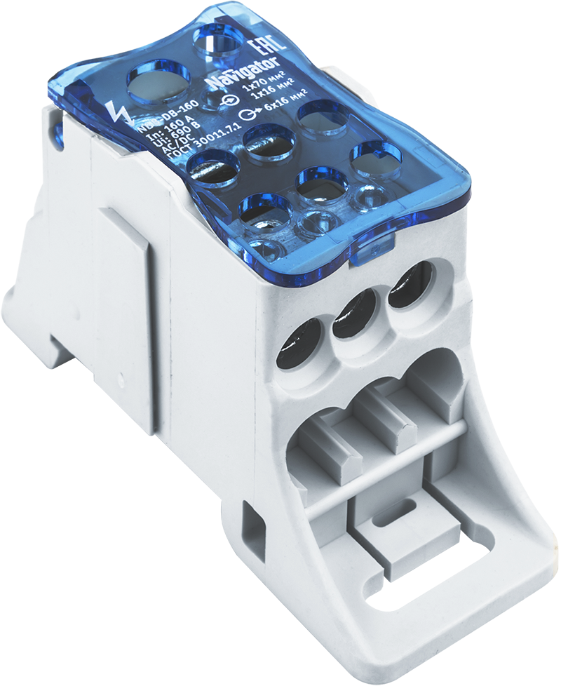 Блок распределительный на DIN-рейку,РБ-160, Navigator