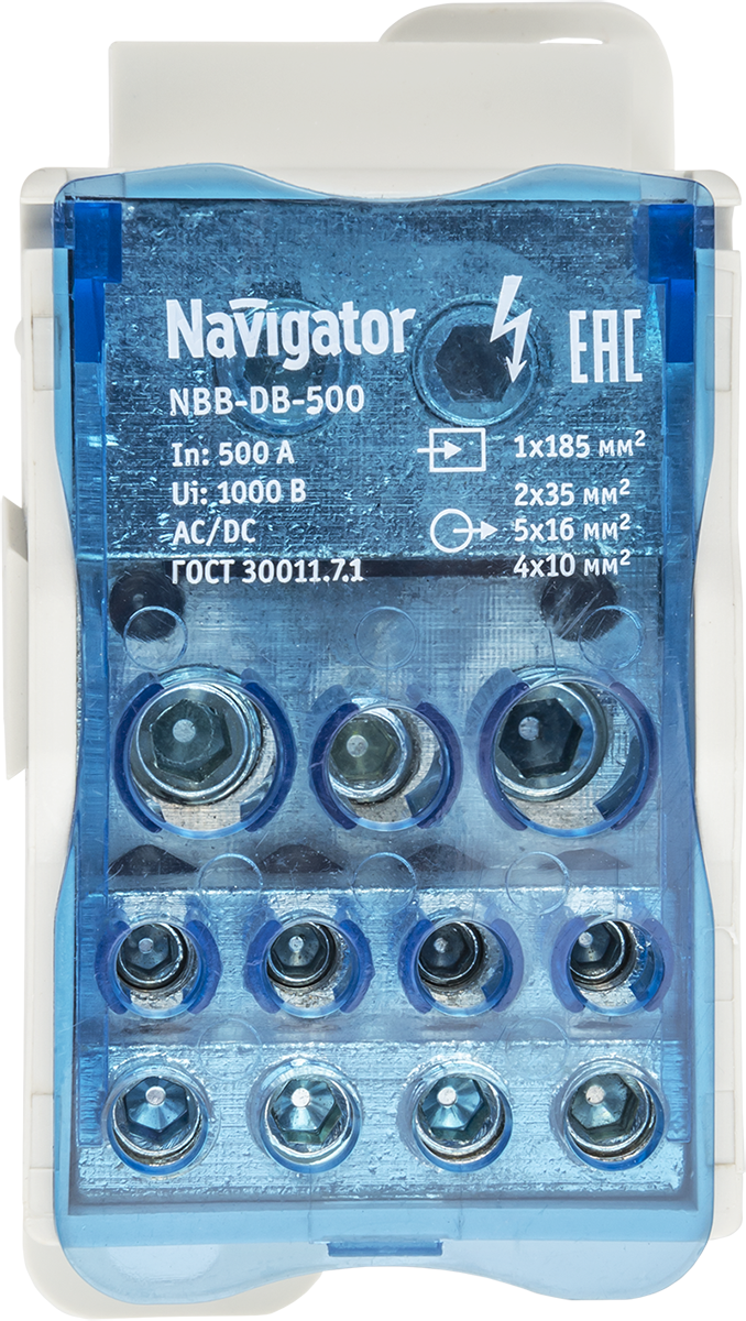 Блок распределительный на DIN-рейку,РБ-500,Navig.