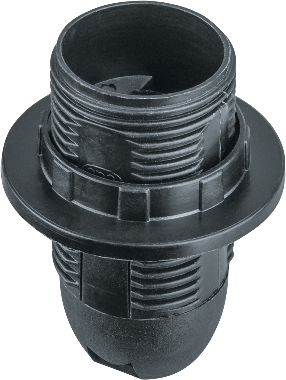 Патрон люстровый Е14 пластик с кольцом черный