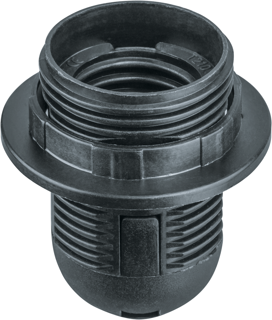 Патрон люстровый Е27 пластик с кольцом черный
