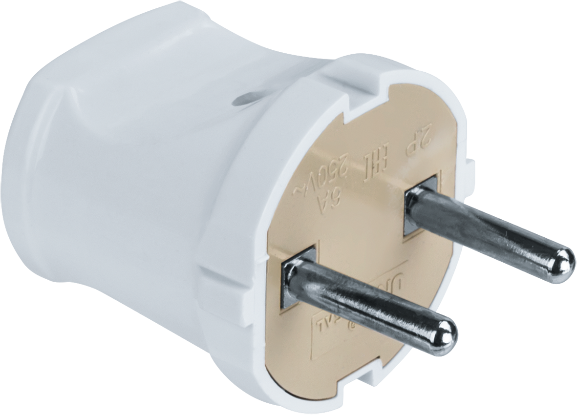 Вилка Navigator прямая без заземления белая 61 358 NCA-PL01-6A-X-WH