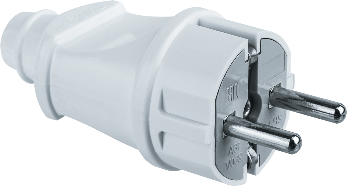 Вилка Navigator прямая с заземлением белая 61 359 NCA-PL02-16A-E-WH