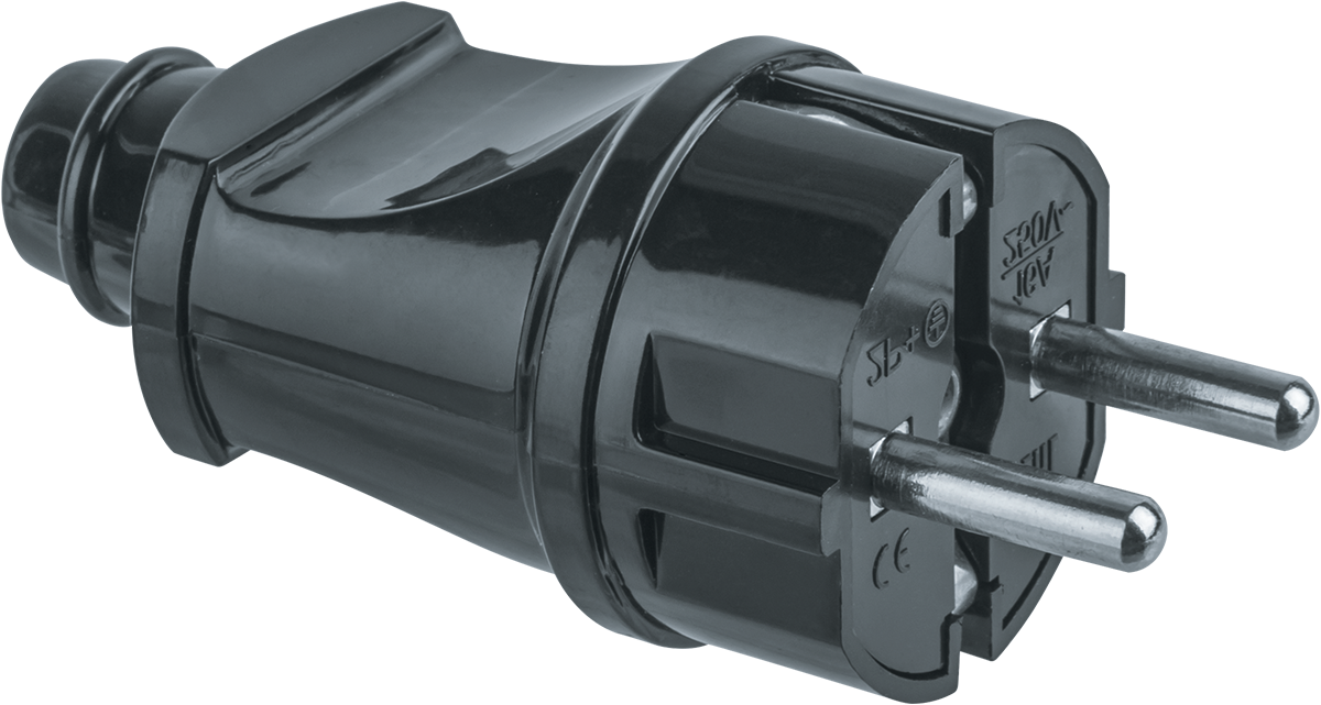 Вилка Navigator прямая с заземлением черная 61 360 NCA-PL02-16A-E-BL