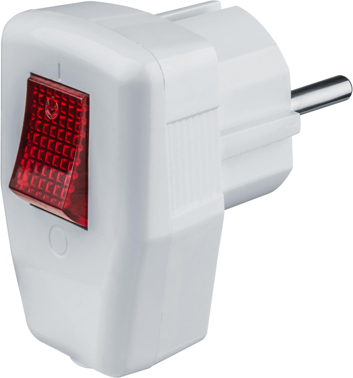 Вилка угловая с/з выключатель 16А белая