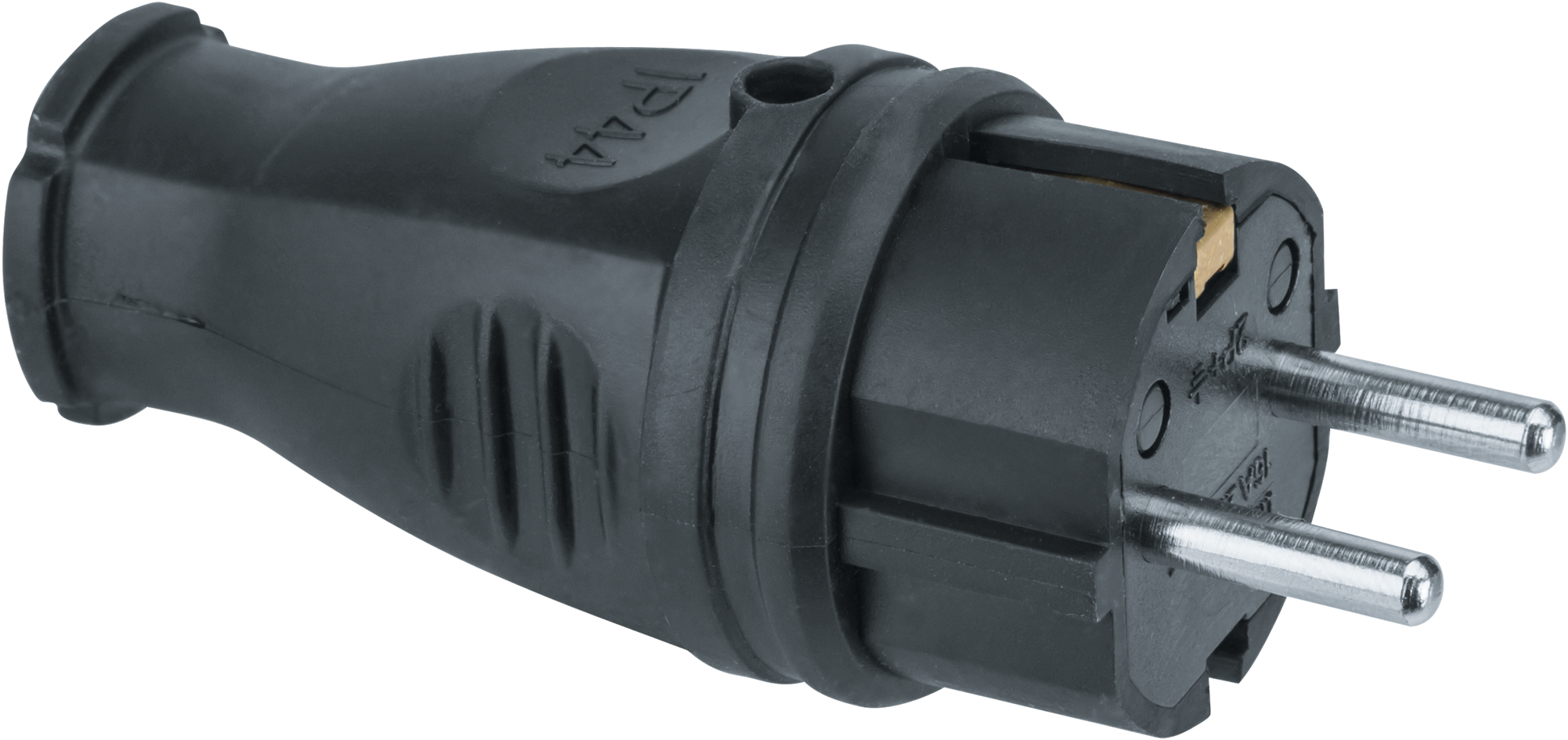 Вилка Navigator прямая с заземлением каучук черная 61 368 NCA-PLR02-16A-E-IP44-BL