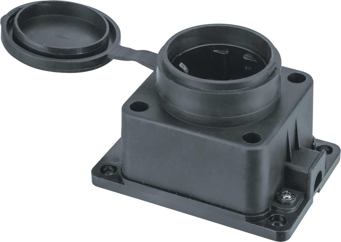 Розетка 61 370 NCA-BLR1-01-16A-E-IP44-BL настенная с заземлением черная каучук