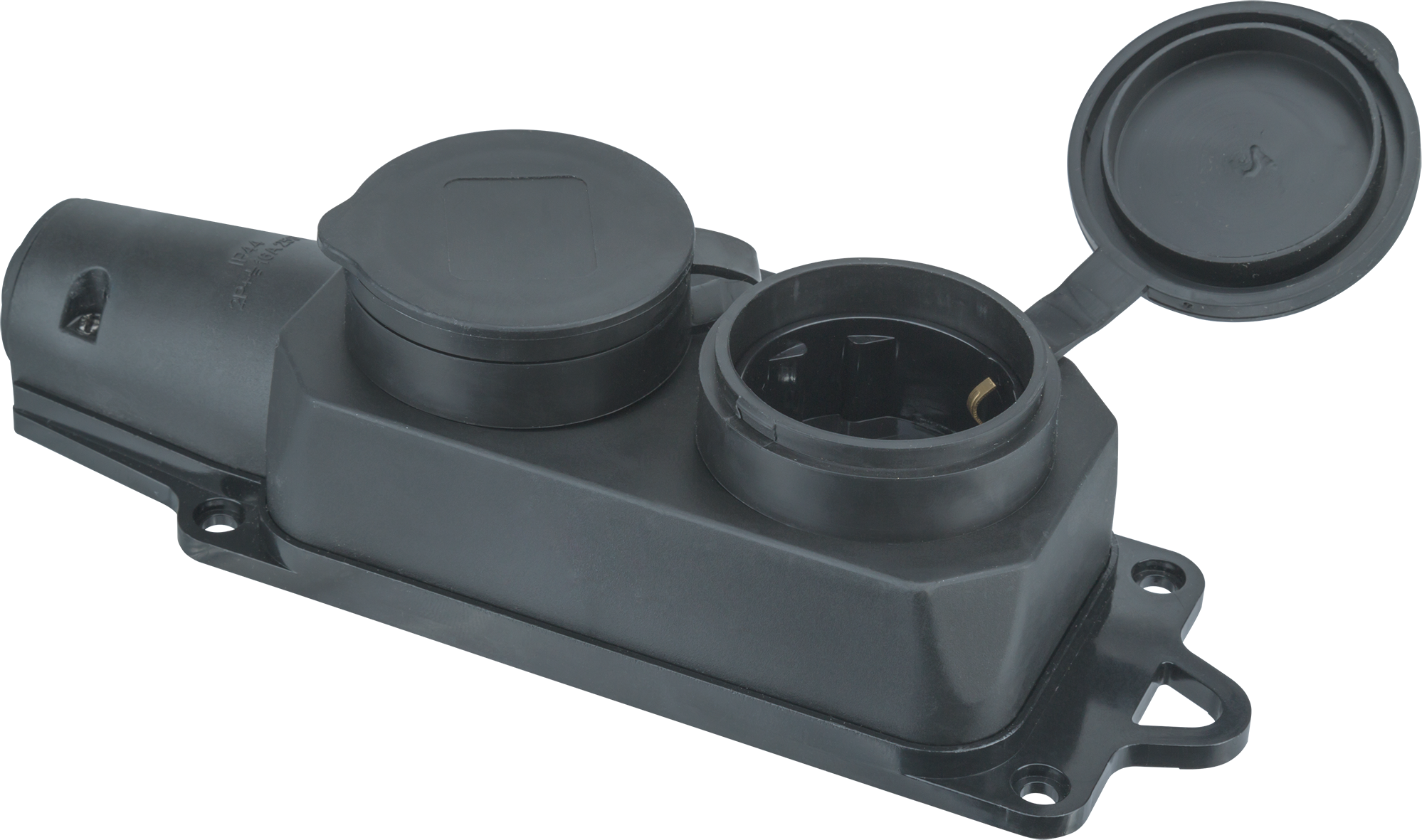 Колодка 61 371 NCA-BLR2-02-16A-E-IP44-BL 2гн с/з каучук черная