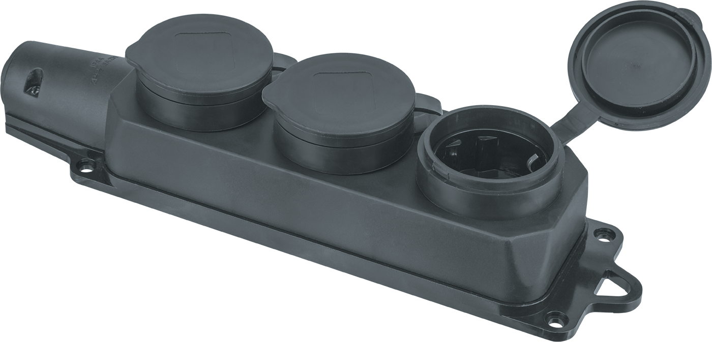 Колодка 61 372 NCA-BLR2-03-16A-E-IP44-BL 3гн с/з каучук черная