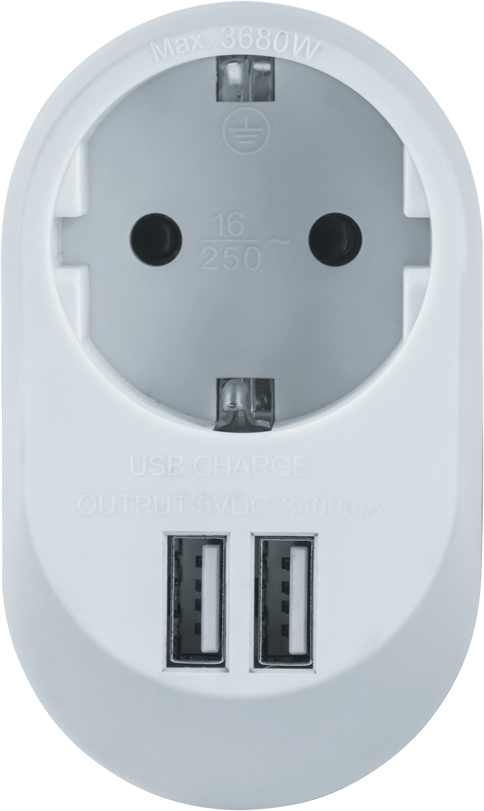 Адаптер с/з 1 гнездо USB3.4A NAD-USB01-1E-C-WH