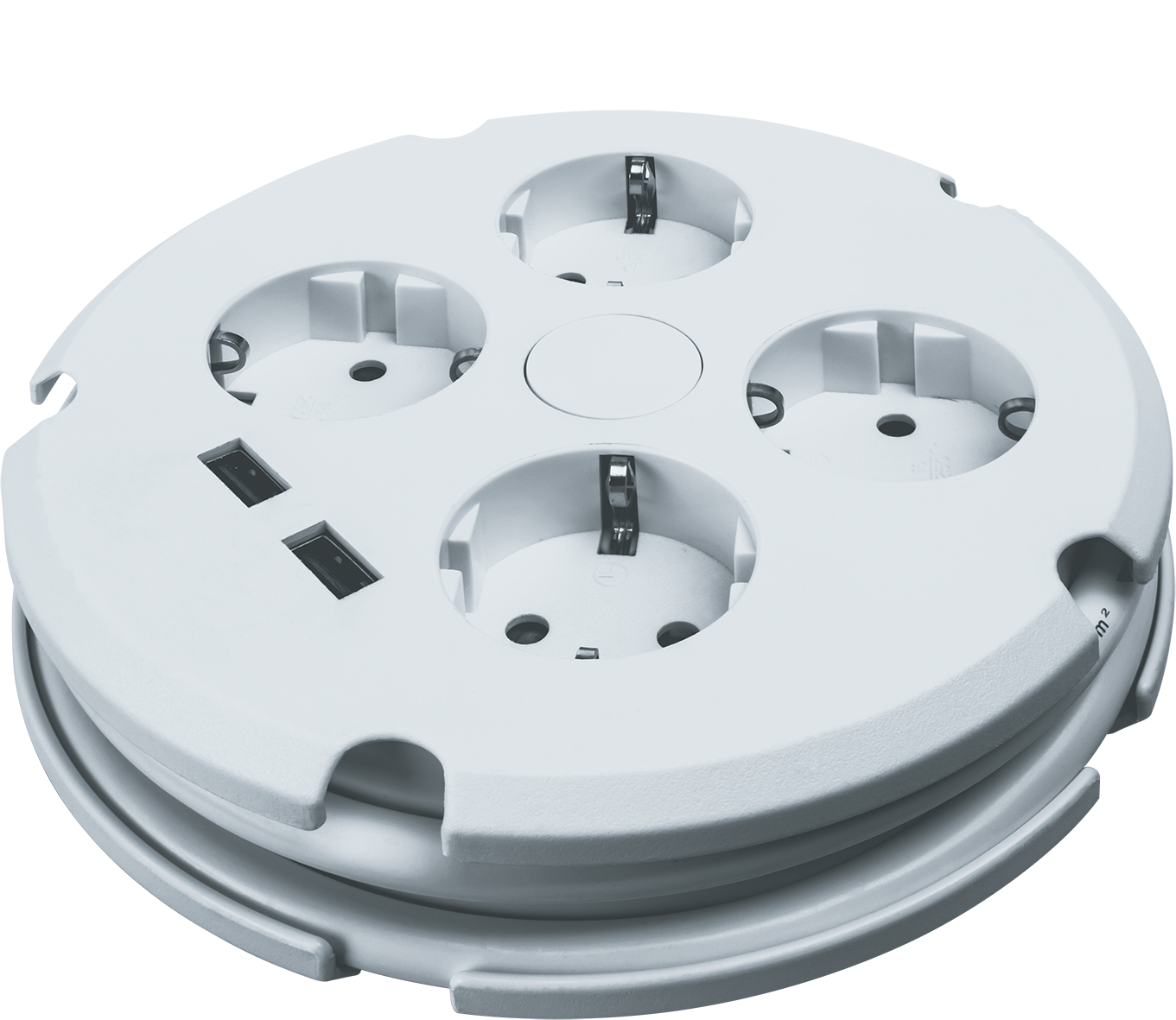 Удлинитель бытовой с заземлением с выключателем 2 USB, круглый, 1,5м