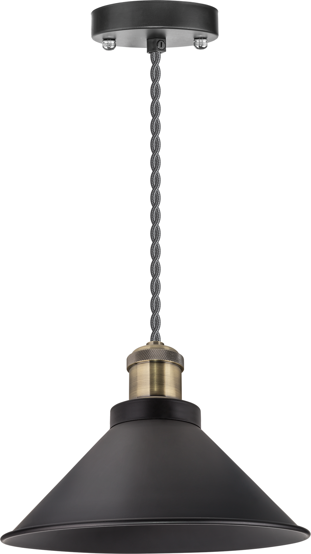 Светильник с плафоном провод 1.5м Е27 декор черный/бронза