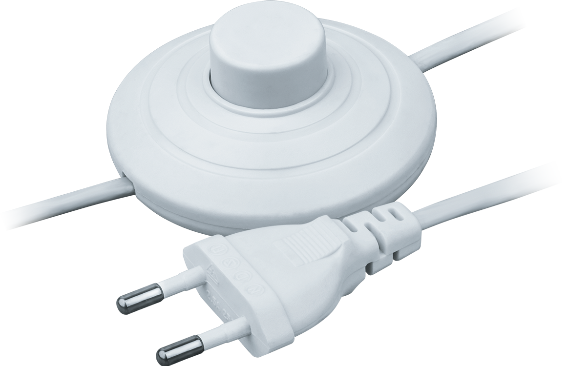 Шнур NPS-FS01-170-2x0.5WH 1.7м с выключателем белый