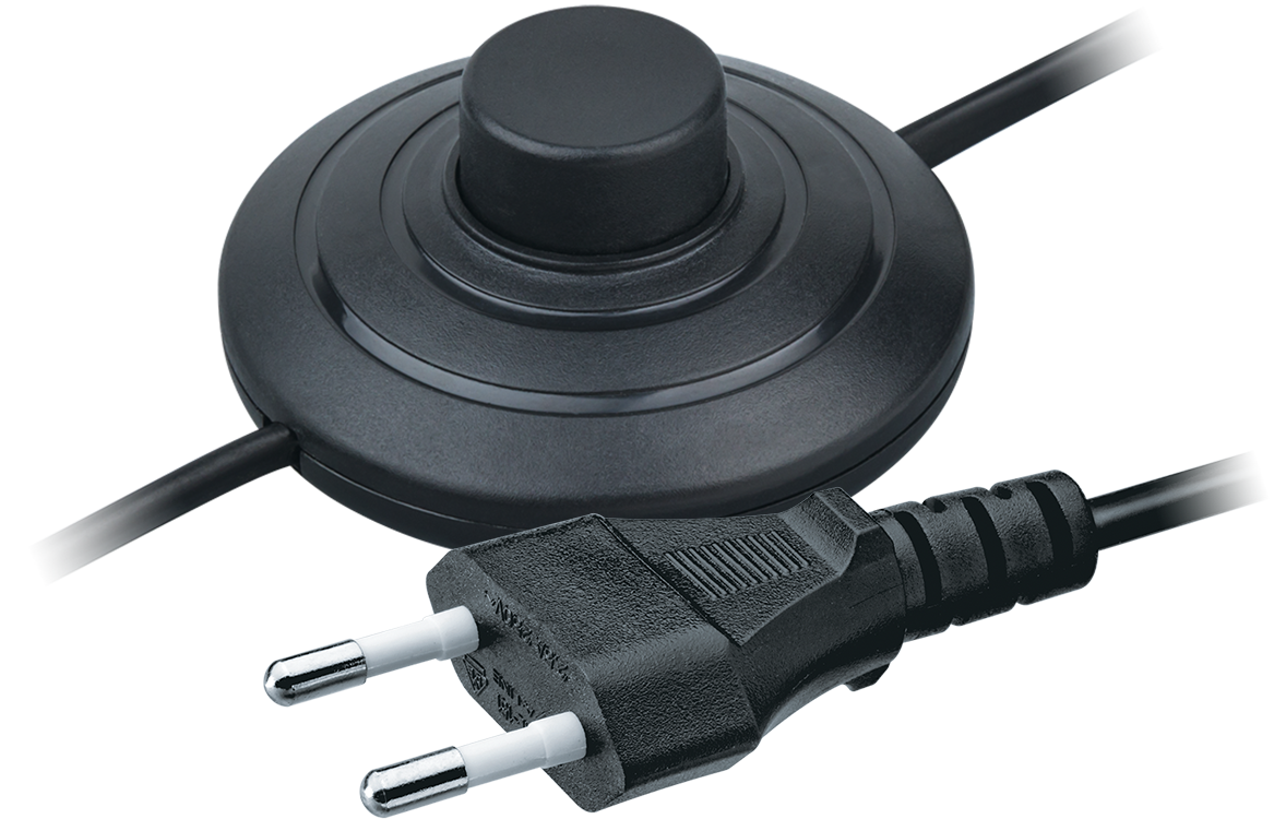 Шнур NPS-FS01-170-2x0.5-BL 1.7м с выключателем черный