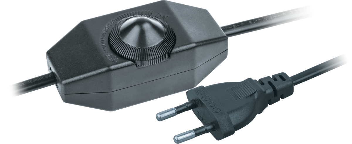Шнур NPS-FS02-170-2x0.5-BL 1.7м с выключателем диммером черный