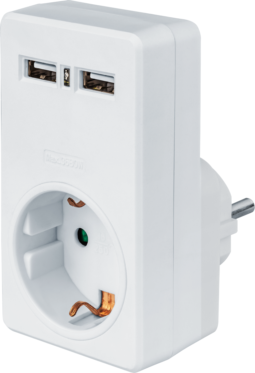 Адаптер с/з 1 гнездо USB2.1A NAD-USB02-1E-C-WH