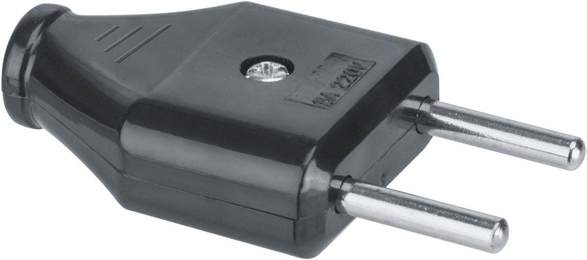 Вилка прямая б/з 6А черная